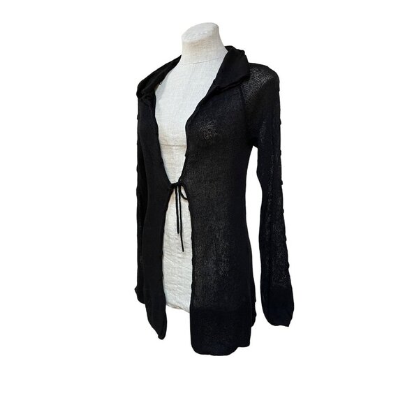 Women's Sheer Duster Cardigan Black Balletcore Romantic Y2K NWT Luxury Designer - Picture 3 of 9